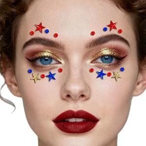 Autocollants pour le <span class=keywords><strong>visage</strong></span> en strass brillants style fée rêveuse, étoile, lune, coquille, décorations faciales 3D scintillantes pour le maquillage de fête - Product Image 2