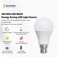 Ampoule LED A60 de haute qualité, lumière du lever du soleil, culot B22, alimentation CA, 6500K, résidentielle, angle de faisceau 210°, IRC>80, certifiée CE, 25000 heures