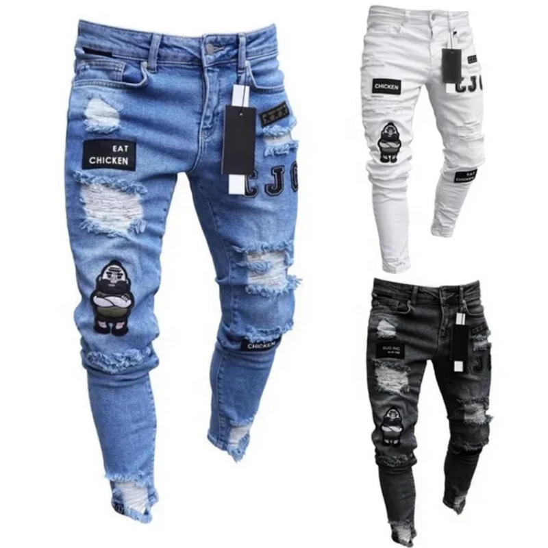 Skykingdom nouveauté Designer Jeans hommes italien hommes Denim Skinny Jeans détresse bleu blanc survêtement Jeans hommes