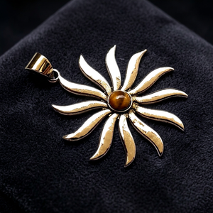 Vente en gros de collier pendentif en pierre gemme en œil de tigre bijoux de mode avec incrustation de réglage de lunette - Product Image 3