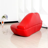 Nouveau moderne beauté Spa Salon salle d'attente meubles rose rouge lèvre forme ongles chaise attente canapé Carton microfibre tissu