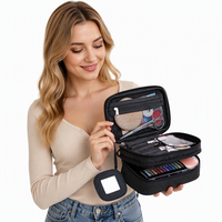 Pochette de maquillage imperméable multi-compartiments réglable avec logo personnalisé, porte-pinceaux de voyage, fermeture à glissière, étui cosmétique
