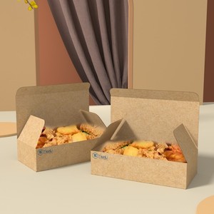 Caja cuadrada de tinta de soja de grado alimenticio de nuevo diseño, caja desechable de papel Kraft para hamburguesas, sándwich, hamburguesa, pollo frito, caja de embalaje para patatas fritas - Product Image 3