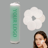 Tampons de coton cosmétiques ronds écologiques OEM/ODM 1 couche 220 g/m² avec logo personnalisé pour application humide et outils de démaquillage