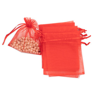 100 pièces Organza maille cordon bijoux pochettes Tulle bijoux emballage affichage pour cadeaux de mariage - Product Image 1