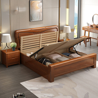 Lit en bois massif de style américain, design simple, taille double, couleur au choix, mobilier d'hôtel, mobilier de maison, vente directe d'usine