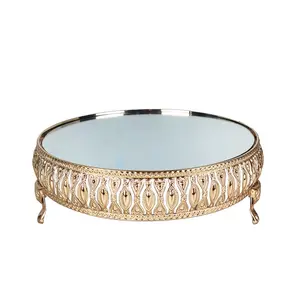 Set di Alzatine per Torte a Specchio Dorate, Base in Cristallo, <span class=keywords><strong>Alzata</strong></span> Girevole per Decorazioni di Matrimoni e Feste di Compleanno - Product Image 3