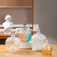 Grands pots en verre Gypsophila avec couvercle en verre/bambou, boîtes de rangement rondes colorées de qualité alimentaire pour riz, gelée, desserts, pots à cire scellés