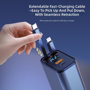 Nouveau chargeur de voiture 120W à charge ultra-rapide, câble rétractable un-vers-deux avec affichage numérique, adaptateur Type-C pour ports - Product Image 3