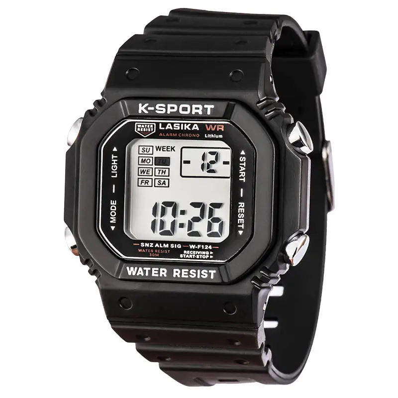 Digital Wrist Watches Lasika Sport Watch adolescent kid Lcd Display Watch Digital for Men Waterproof Square