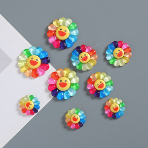 Sáng bóng mờ đầy màu sắc nhựa cabochons vui khác nhau có kích thước hướng dương với nụ cười mô hình cho hairbow Clip Giày thủ công trang trí - Product Image 3
