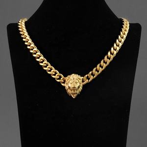 Collar con Colgante de Cabeza de León en Acero Inoxidable con Baño de Oro de 18K para Hombre, Estilo Punk Hip Hop, Gran Venta en Europa - Product Image 6