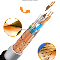 Cable de Red para Exteriores, Categoría 7, FTP, Resistente al Agua, Doble Blindaje, Cobre Libre de Oxígeno, 23AWG, 8 Núcleos, Par Trenzado, 100m