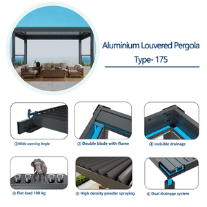 Fabricant de pergolas en aluminium sur mesure, gazebo de patio extérieur imperméable avec toit à lamelles réglables pour projet de jardin ou de villa - Product Image 2