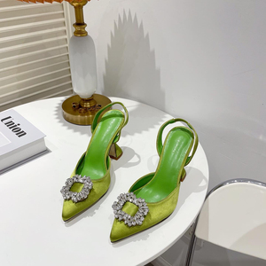 Zapatos de Tacón para Mujer de Lujo con Cristales y Tira Trasera, Zapatos de Novia de Verano Cómodos con Tacón Triangular para Fiesta y Boda 2025 - Product Image 5