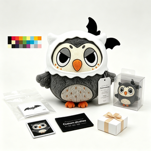 Peluche di Halloween Personalizzato, Gufo delle Nevi Paffuto da 15 Pollici con Copertura per la Testa, per Bambini di Tutte le Età - Product Image 2
