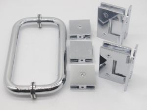 Glass vòi hoa sen cửa phần cứng bản lề Brushed Nickel Vòng xử lý vòi hoa sen Glass <span class=keywords><strong>Fitting</strong></span> Combo - Product Image 3