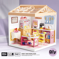 Mobilier miniature 3D pour maison de poupée, scène de boulangerie, éclairage simulé, jeu de construction DIY, blocs de construction, jouets