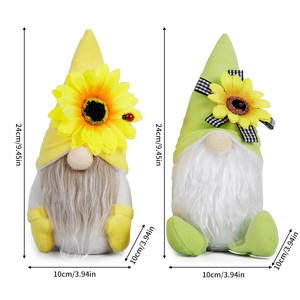 Gnome d'été Set Tournesol Coccinelle Accents Jaune Vert Gnomes en peluche Printemps Été Décoration pour la maison Cadeaux de table - Product Image 4