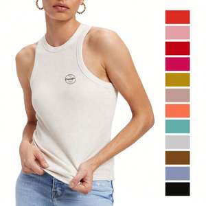 Débardeur ajusté personnalisé avec logo Slim Fit Débardeur côtelé en coton sexy Débardeur côtelé uni et élastique pour la rue pour femmes Vente en gros - Product Image 1