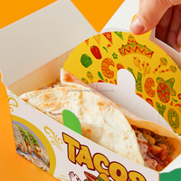 Boîtes alimentaires personnalisées pour restaurant, jetables, recyclables, avec lamination mate, pour tacos, à emporter, emballage à emporter