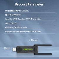 Driver Free 1300Mbps USB 3,0 Dual-Band WiFi5 Gigabit Adaptador de tarjeta de red inalámbrica Dongle para PC portátil