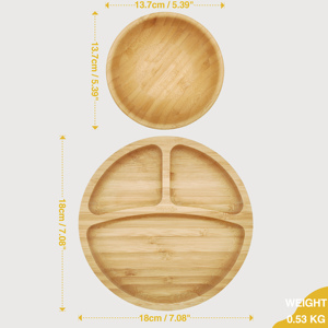 Juego de Vajilla de Bambú Ecológico y Duradero con Logotipo Personalizado, Plato con Divisiones y Succión, Cuchara y Tenedor para Bebés - Product Image 2