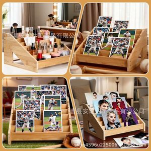 Présentoir en bois à 6 niveaux, organisateur de rangement de photos de bureau pour cartes de célébrités et de sport, en bois massif durable - Product Image 2