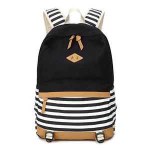<span class=keywords><strong>Amazon</strong></span> Venta caliente chica mochila de la raya de la lona mochila escolar <span class=keywords><strong>para</strong></span> las niñas 2020 - Product Image 2