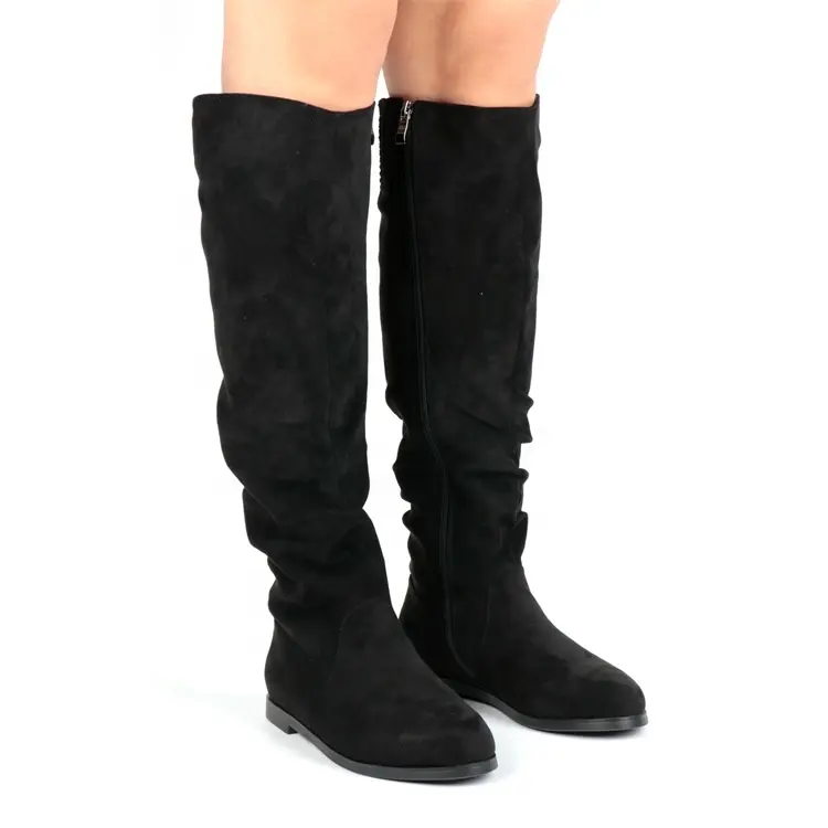 BOBNINI-Botas largas hasta la rodilla para mujer, botas sexys de ante con cremallera, plegables, para invierno, 2022