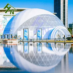 500 मेहमान फैंसी डिजाइन स्ट्रिपी स्काईलाइट विशाल लक्जरी जियोडेसिक गुंबद टेंट बिक्री के लिए प्रदर्शनी हॉल