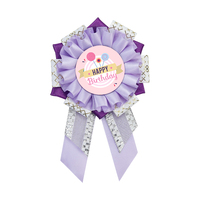 Lude personnalisé de haute qualité mignon fille fête d'anniversaire broche Satin prix ruban Rosette bouton épingle de sûreté Badge ruban gros-grain