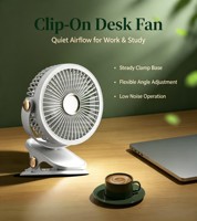 Ventilateur de bureau à pince et mural, rechargeable par USB, multi-usages, avec batterie intégrée, portable, avec lumière LED, fourni par l'usine