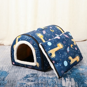 Accessoires pour animaux de compagnie, sac de couchage pour chat chaud et fermé pour l'hiver, lavable, en peluche douce, lit-caverne pour animaux de compagnie, maison de repos confortable pour chiens et chats - Product Image 1