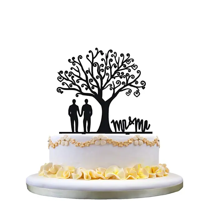 Custom Lase Cut Wooden Cake Topper Gay wedding Mr & Mr cake topper for Birthday Cake Decor