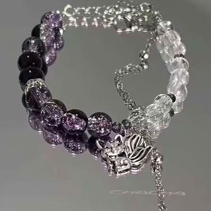 Pulsera de cuentas de cristal moradas con diseño de mascarada de zorro y cuentas de palomitas de maíz Sweet Fantasy, joyería de cuentas para mujer, pulseras de cristal para niñas - Product Image 1
