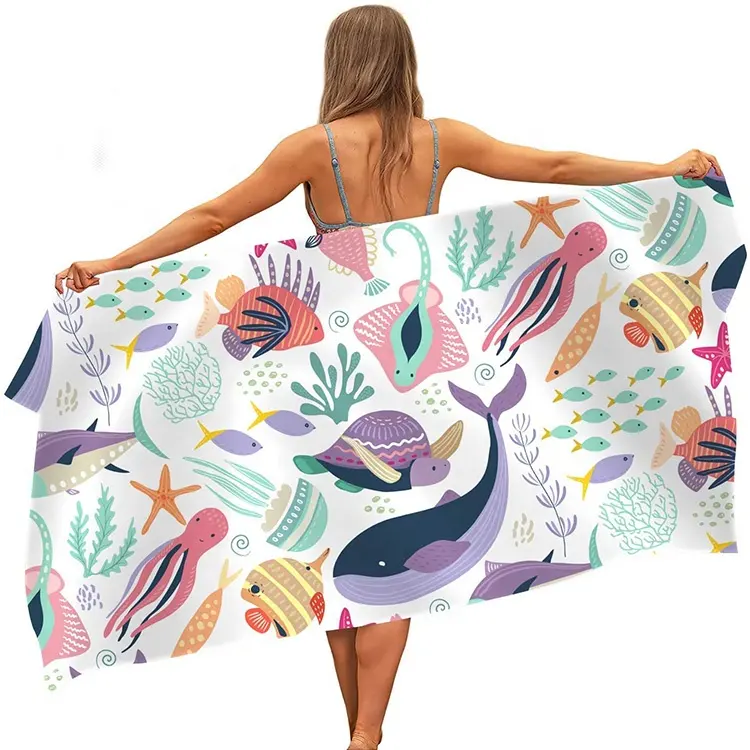 Serviette de plage imprimée, grande serviette pour les Sports d'eau en plein air, séchage rapide, pour natation, Surf, grand tapis de Yoga, couverture pour chaise de plage, 1 pièce