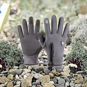 Gants de cyclisme en cuir coupe-vent à écran tactile, unisexes, pour fitness, alpinisme, entraînement en plein air, imperméables, avec fermeture éclair - Product Image 2