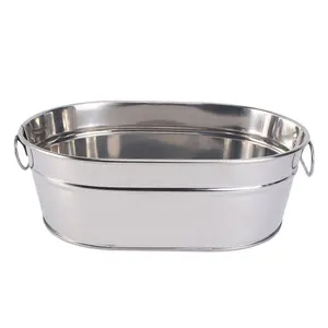 Customized Eco-friendly Metal Galvanized Steel Oval Cooler Beer Wine Ice Drinks Champagne Buckets Container Party Beverage Tub