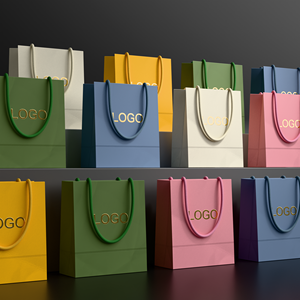 Most Competitive Price Custom <strong>Printed</strong> White Kraft <strong>Paper</strong> Card Shopping Packaging <strong>Bags</strong> Biodegradable With Logo Ribbon - Product Image 1