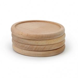 Sous-verre en bois personnalisé pour le bureau, avec logo, en chêne, 4x4, avec motif circulaire - Product Image 3