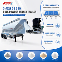FEICHI 3 As Roda 38cbm Semi-Trailer Baja Sistem Tenaga 40cbm Tangki Semen untuk Bubuk Kering