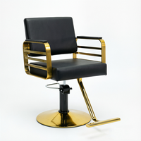 Fauteuil de Barbier en Cuir Noir et Or, Hydraulique, Inclinable, Pivotant à 360 Degrés, pour Salon de Coiffure, OEM ODM Personnalisé