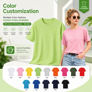 เสื้อยืด CVC 180GSM สั่งทำโลโก้ได้ ขายส่ง ผ้าฝ้าย 55% โพลีเอสเตอร์ 45% เสื้อยืดเปล่าแบบยูนิเซ็กซ์ รับผลิตจำนวนมาก เสื้อยืดลำลองเรียบง่ายสำหรับผู้ชาย - Product Image 3