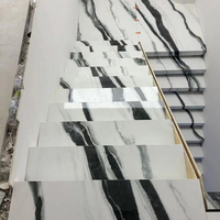 Marches et contremarches d'escalier en marbre naturel blanc Panda pour escaliers droits intérieurs - Vente en gros