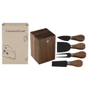 Acacia Wood <b>Cheese</b> <b>Knife</b> <b>Set</b> 5 Pieces Stainless Steel Magnetic Holder Durable For <b>Cheese</b> Serving - Product Image 5