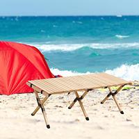 Table de camping pliable en bois portable à faible hauteur pour l'extérieur