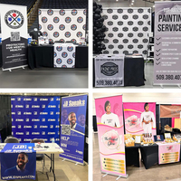 Personnalisez des packages événementiels d'exposition de haute qualité : 4 pieds, 6 pieds, 8 pieds. Nappes et bannières enroulables personnalisées pour salons professionnels