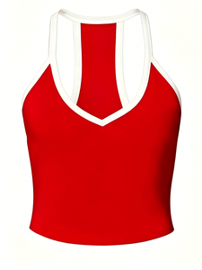 Women's 4 Pack Racerback Tank <b>Tops</b> - V Neck Cropped <b>Camisole</b> with White Trim Contrast Ribbed Workout Sleeveless <b>Tops</b> - Product Image 3