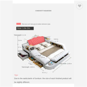 2024 nouveau coffre-fort à tiroir design <span class=keywords><strong>avec</strong></span> <span class=keywords><strong>lit</strong></span> intelligent <span class=keywords><strong>lit</strong></span> multifonction king size conception intelligente rangement secret - Product Image 3